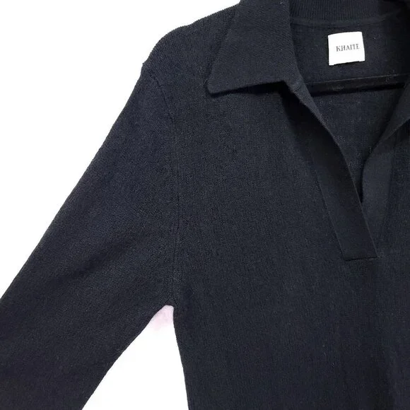 KHAITE Jo Cashmere Longline Sweater Size Small Black Designer Minimalist Tunic